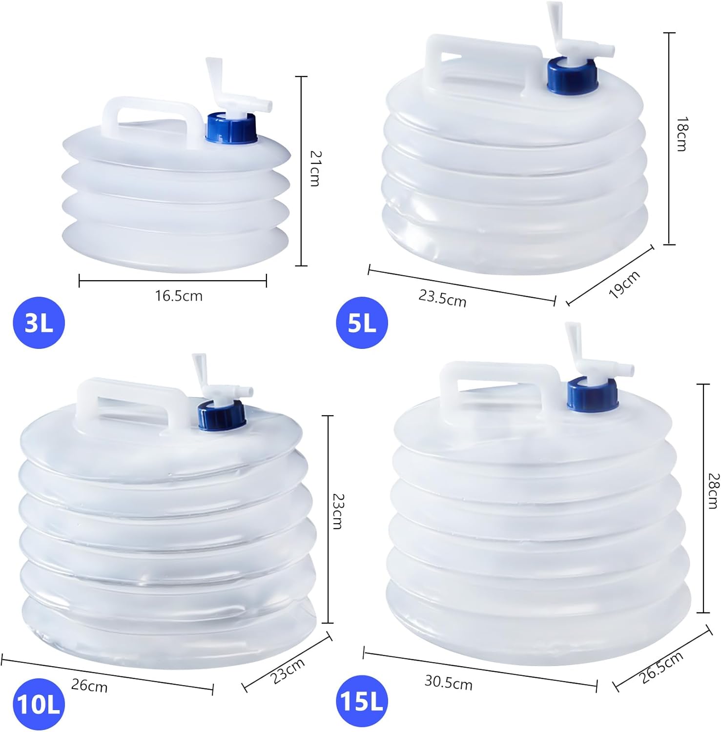 Collapsible Bucket - Collapsible Water Container - Portable & BPA Free Water Tank - Kettle - Bucket - Suitable for Caravan, Camping, Hiking, BBQ, Travel, Outdoor Use - 10L