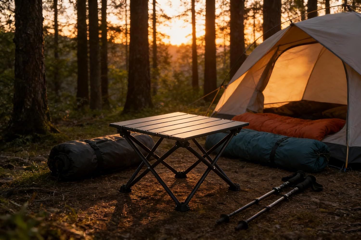 Roll Up Camping Table with Carry Bag, Lightweight Aluminium Table for Picnics, BBQs, Travel and Camping, Black, 39.9 x 34.8 x 27.9 cm