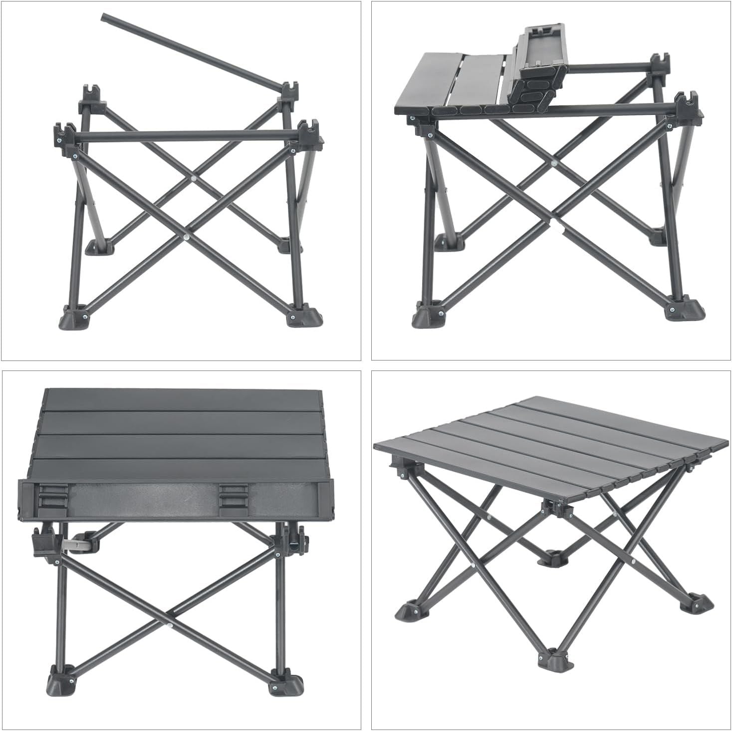 Roll Up Camping Table with Carry Bag, Lightweight Aluminium Table for Picnics, BBQs, Travel and Camping, Black, 39.9 x 34.8 x 27.9 cm
