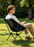 Portable Folding Camping Chair with Carry Bag, Breathable Mesh Outdoor Seat for Hiking, Beach Trips, Picnics, Parks and Home Use, Black