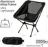 Portable Folding Moon Chair with Carry Bag, Lightweight Aluminium Outdoor Seat for Camping, Hiking, Beach, Fishing and Picnics, Black
