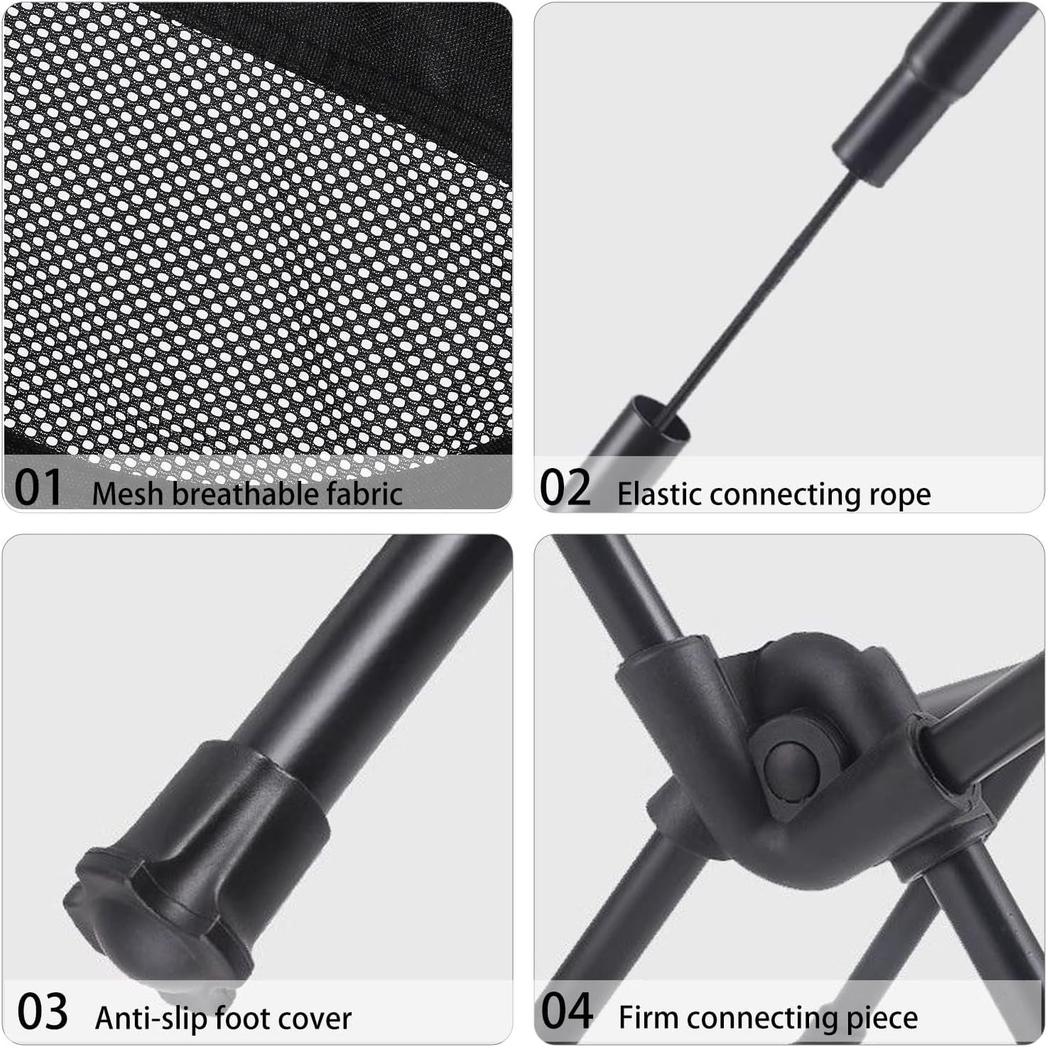 Portable Folding Moon Chair with Carry Bag, Lightweight Aluminium Outdoor Seat for Camping, Hiking, Beach, Fishing and Picnics, Black