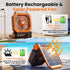 Four Function Solar Camping Fan with LED Light and Compass, Rechargeable Portable Tent Fan with 4 Speeds and 3 Timer Settings
