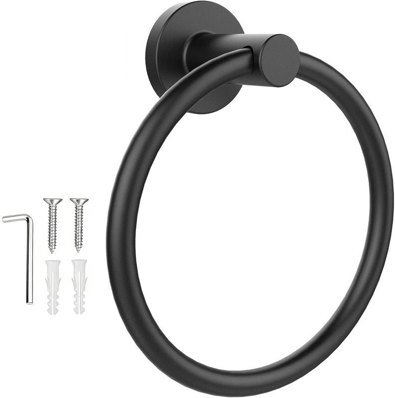 Towel Holder for Bathroom Wall Towel Ring, Stainless Steel Hand Towel Holder Heavy-Duty Towel Hanger for Bath, Kitchen, Matte Black