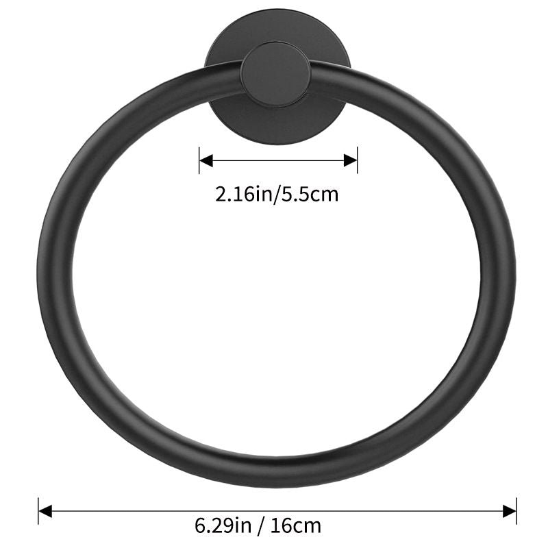 Towel Holder for Bathroom Wall Towel Ring, Stainless Steel Hand Towel Holder Heavy-Duty Towel Hanger for Bath, Kitchen, Matte Black