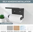 Toilet Paper Holder with Shelf, Adhesive or Screw-In Wall Mount, Waterproof Rustproof Stainless Steel Bathroom Tissue Holder, Matte Black