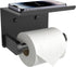 Toilet Paper Holder with Shelf, Adhesive or Screw-In Wall Mount, Waterproof Rustproof Stainless Steel Bathroom Tissue Holder, Matte Black