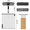 2-in-1 Window Squeegee Cleaning Kit with 10-Section Extension Pole, Rotating Head and 2 Scrubbers for Indoor, Outdoor and Car Glass, Black and Grey