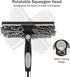 2-in-1 Window Squeegee Cleaning Kit with 10-Section Extension Pole, Rotating Head and 2 Scrubbers for Indoor, Outdoor and Car Glass, Black and Grey