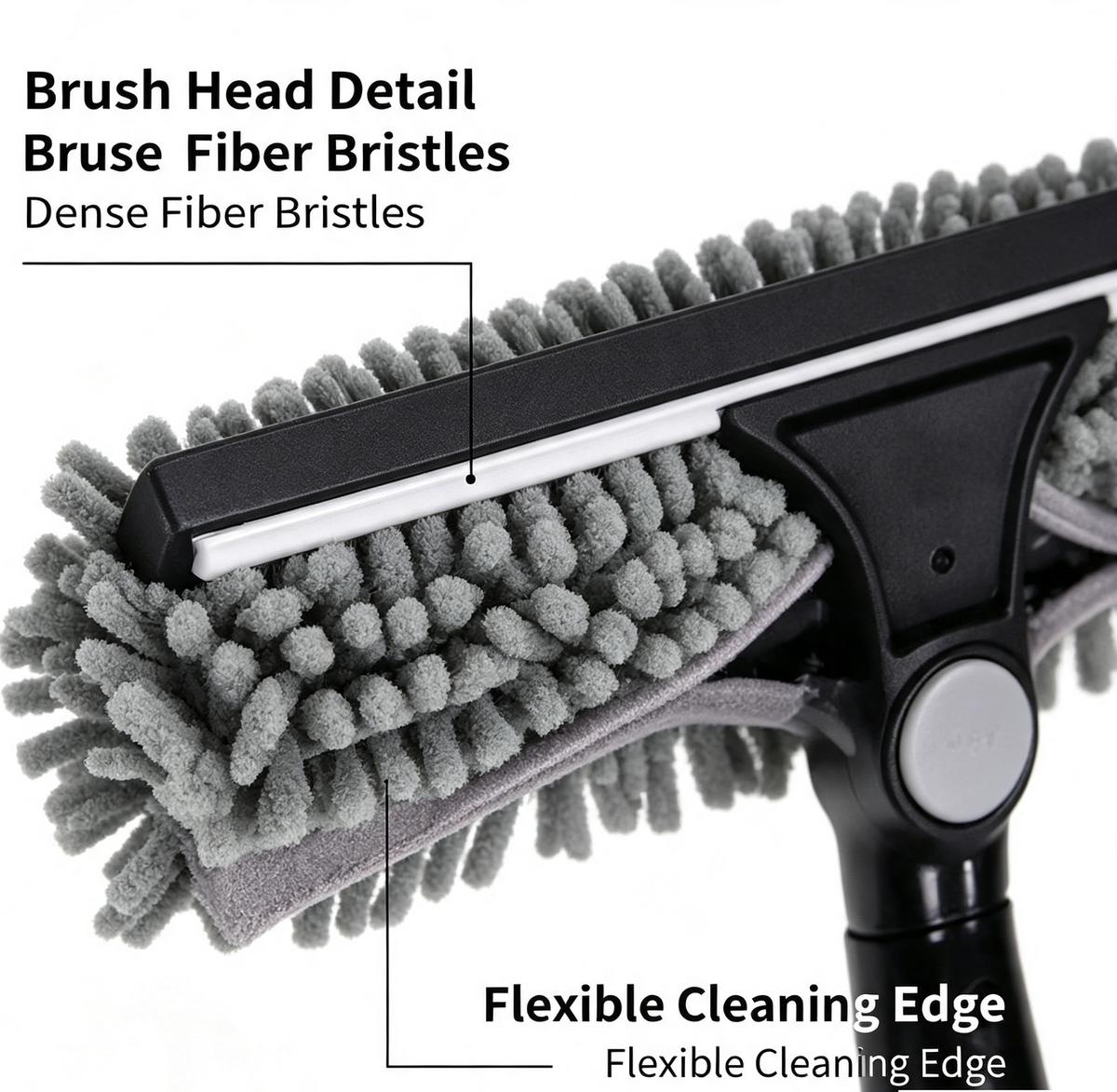 2-in-1 Window Squeegee Cleaning Kit with 10-Section Extension Pole, Rotating Head and 2 Scrubbers for Indoor, Outdoor and Car Glass, Black and Grey