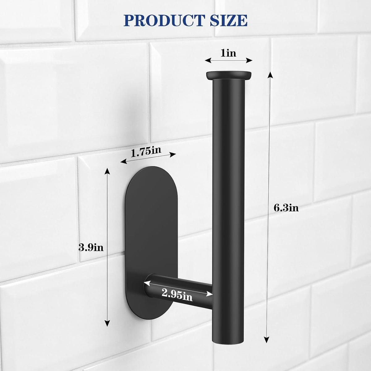 2 Pack Adhesive Toilet Paper Holders, No-Drill Waterproof Rustproof Stainless Steel Wall Mount Tissue Holders for Bathrooms, Matte Black