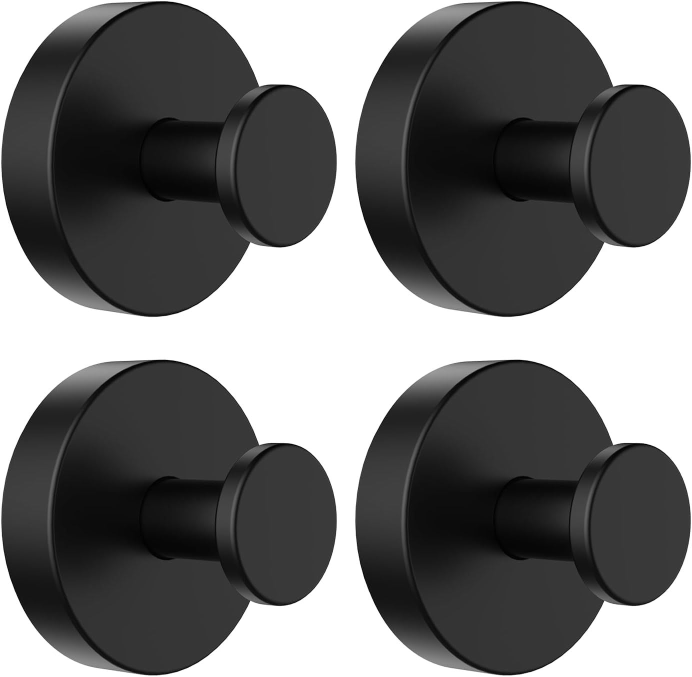 4 Pack Suction Cup Towel Hooks, No-Drill Stainless Steel Wall Hooks for Shower Glass, Bathrooms, Kitchens, Towels and Coats, Matte Black