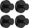 4 Pack Suction Cup Towel Hooks, No-Drill Stainless Steel Wall Hooks for Shower Glass, Bathrooms, Kitchens, Towels and Coats, Matte Black