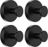 4 Pack Suction Cup Towel Hooks, No-Drill Stainless Steel Wall Hooks for Shower Glass, Bathrooms, Kitchens, Towels and Coats, Matte Black