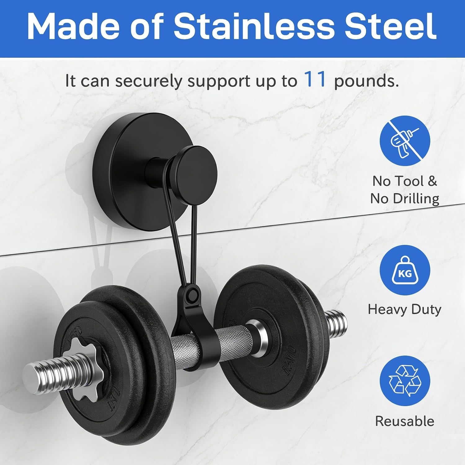 4 Pack Suction Cup Towel Hooks, No-Drill Stainless Steel Wall Hooks for Shower Glass, Bathrooms, Kitchens, Towels and Coats, Matte Black