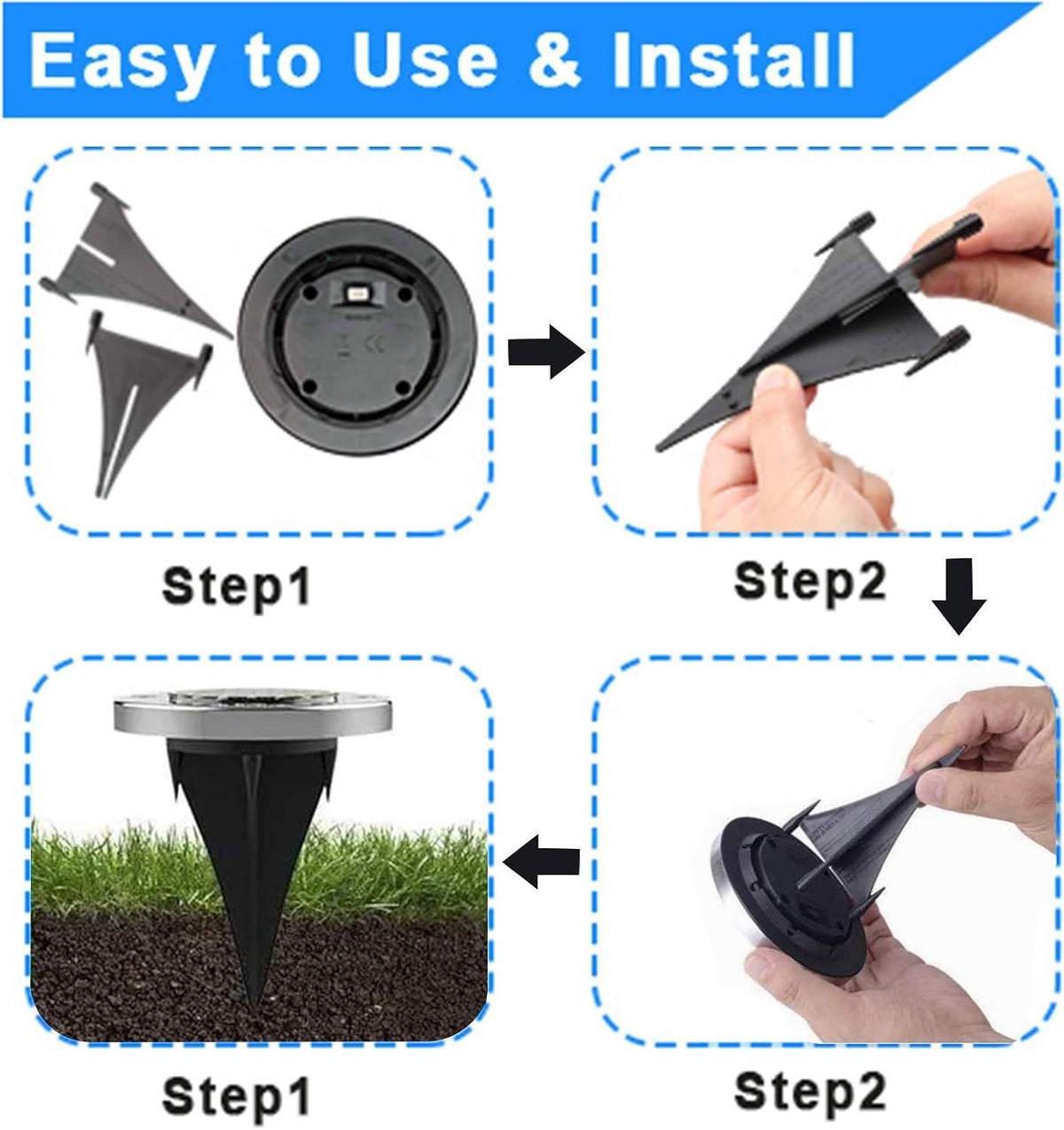 16 Pack Solar Ground Lights, Waterproof In-Ground Landscape Lights for Garden Paths, Lawns, Patios and Walkways, White Light, 12 cm Diameter