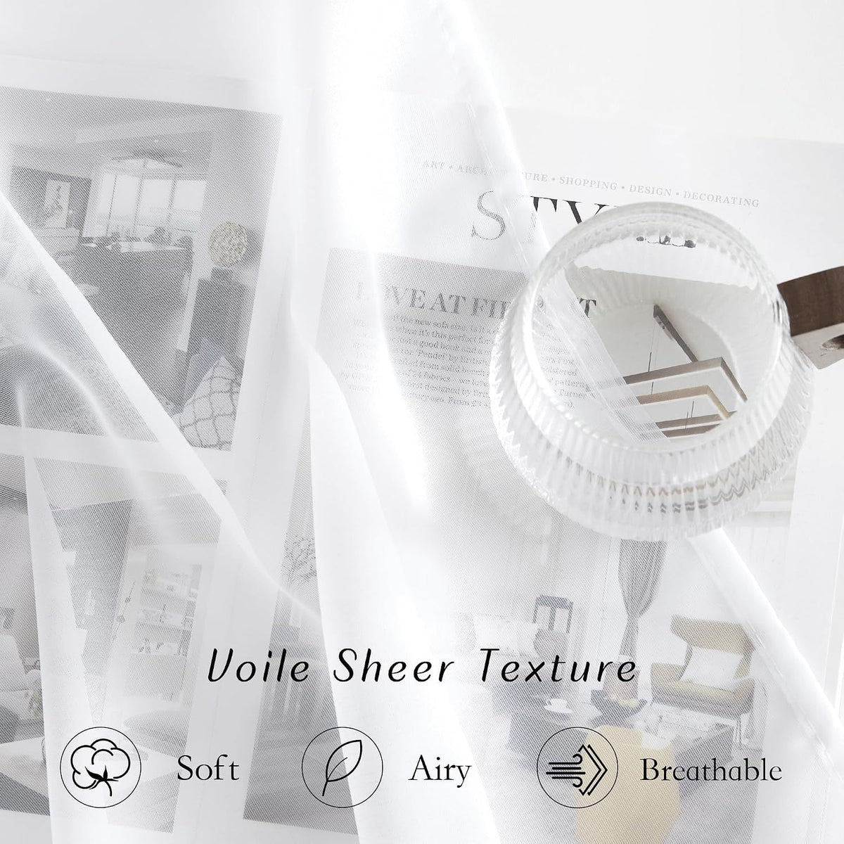 2 Pack White Sheer Curtains, Lightweight Grommet Window Drapes with Light Filtering for Bedroom and Living Room, White, 137 x 213 cm