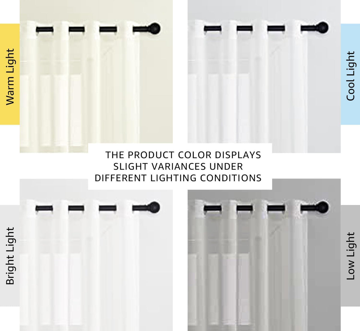 2 Pack White Sheer Linen Curtains, Grommet Light-Filtering Window Drapes for Bedroom and Living Room, White, 132 x 213 cm