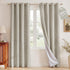 2 Pack Beige 100% Blackout Linen Curtains, Thermal Insulated Grommet Drapes for Bedroom and Living Room, Beige, 132 x 213 cm