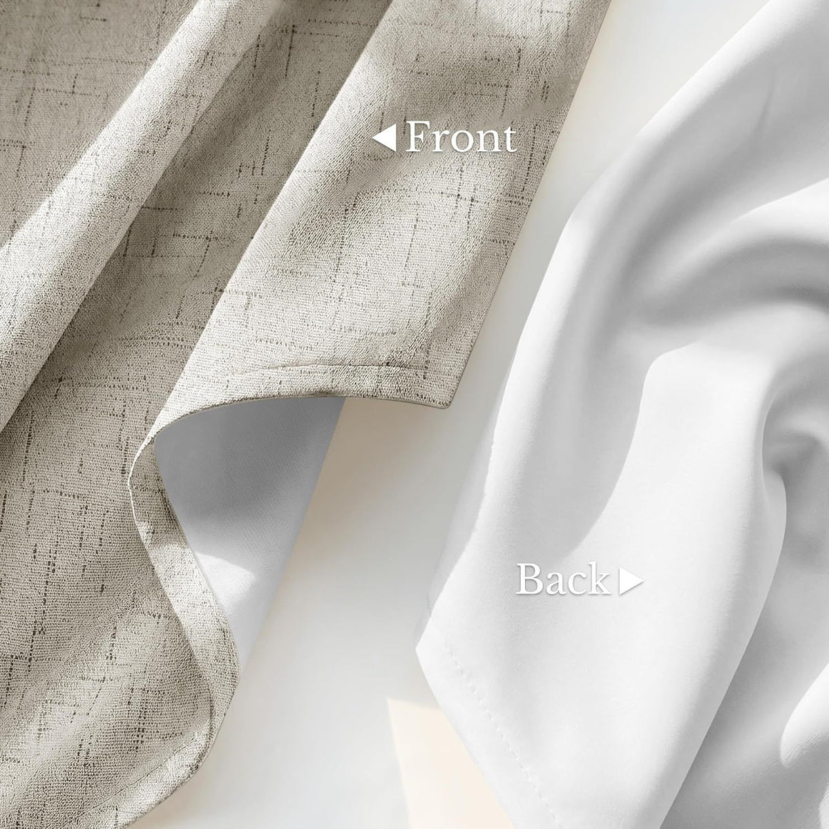 2 Pack Beige 100% Blackout Linen Curtains, Thermal Insulated Grommet Drapes for Bedroom and Living Room, Beige, 132 x 213 cm