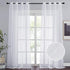 2 Pack White Sheer Voile Curtains, Crinkled Lightweight Grommet Window Drapes for Bedroom, Cottage and Farmhouse, White, 132 x 213 cm