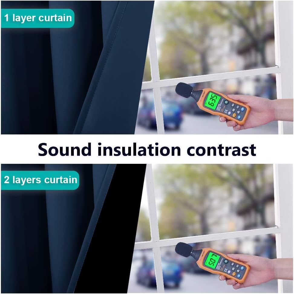 2 Pack 100% Blackout Curtains, Thermal Insulated Window Drapes for Bedroom, Guest Room and Shift Workers, Navy, 132 x 213 cm