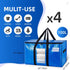 4 Pack Extra Large Moving Bags, Storage Bags with Visible Window, 93L Heavy-Duty Totes For Storage, Wrap Around Handles, Blue