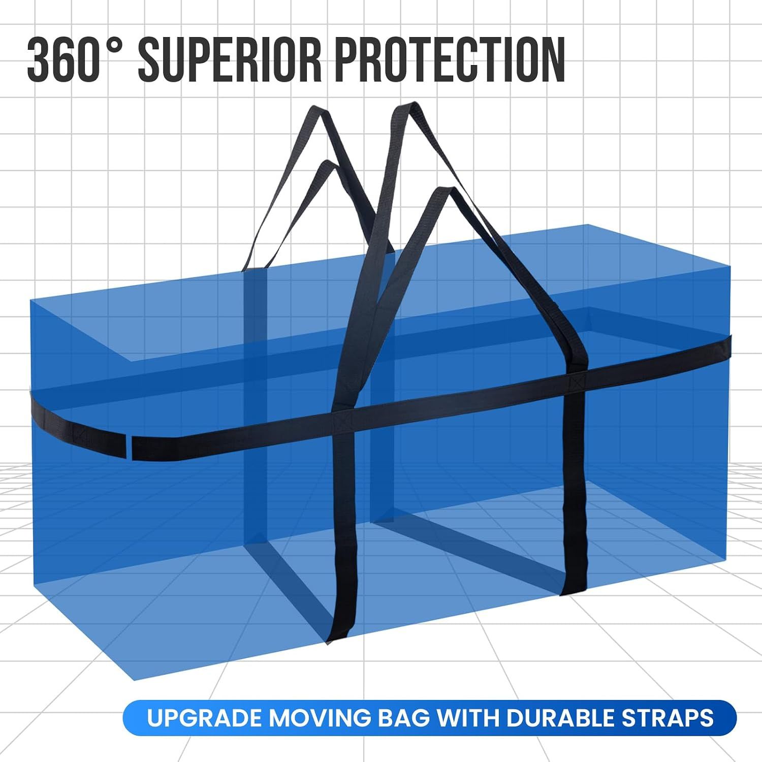 2 Pack 261 L Extra Large Storage Bags with Visible Window, XXL Heavy-Duty Moving Bags For Storage, Wrap Around Handles, Blue