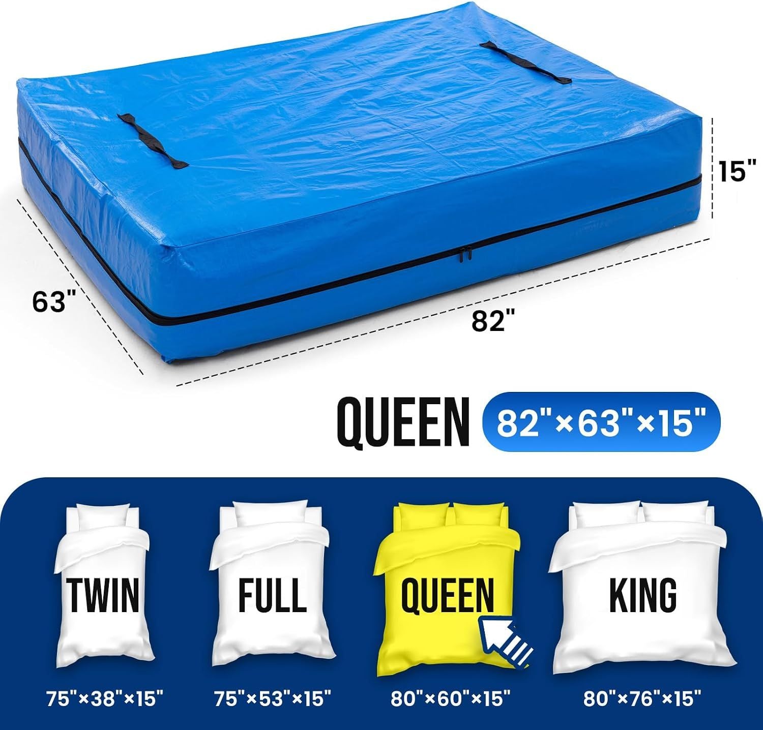 Queen Mattress Bags for Moving and Storage, Heavy-Duty Moving Supplies, Durable Wear-Resistant Mattress Cover, Reinforced Handles, Strong Zipper
