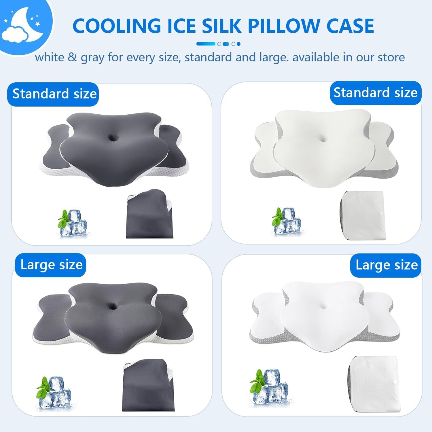 Ergonomic Cervical Neck Support Pillow, Memory Foam Contour Bed Pillow for Side Sleepers and Neck Comfort, Standard Size, Grey