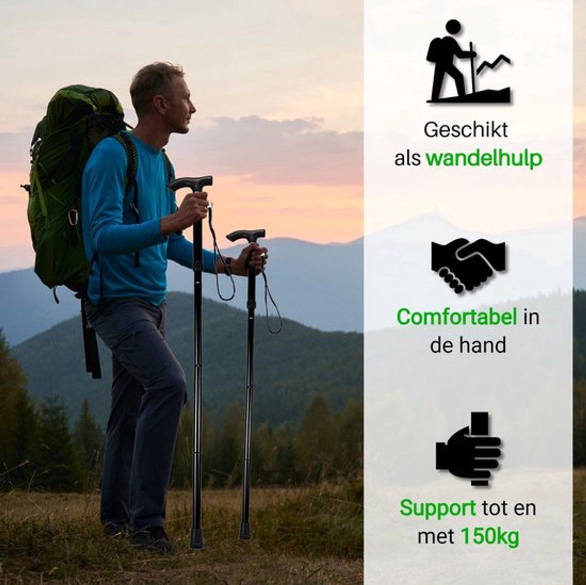 Walking Stick, self-defense walking stick, ultragrip walking stick, retractable walking stick, hiking wall sign