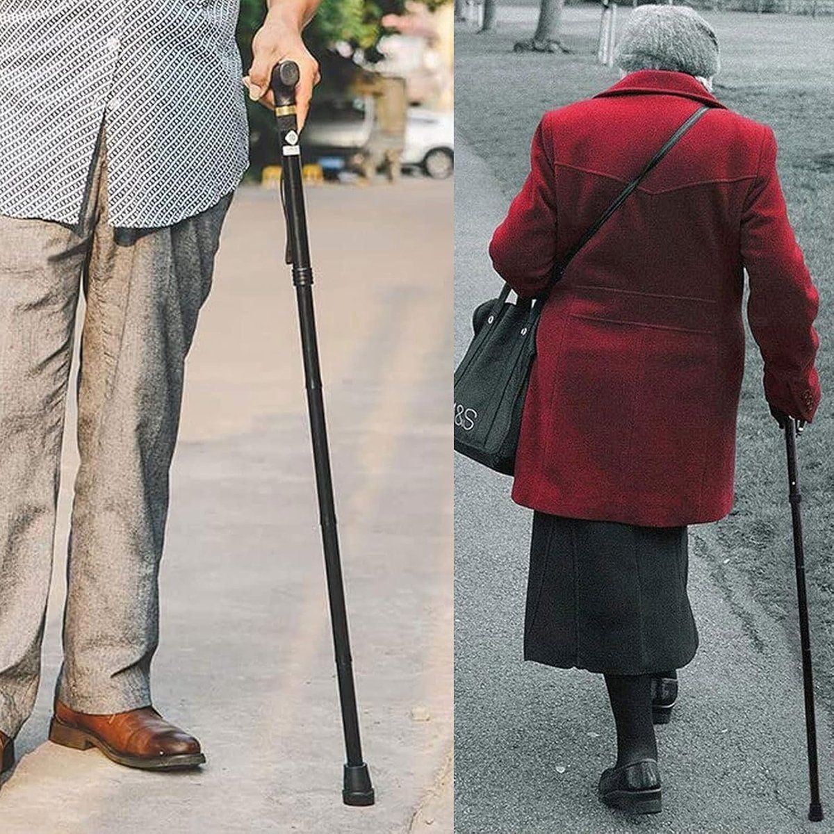 Walking Stick, self-defense walking stick, ultragrip walking stick, retractable walking stick, hiking wall sign