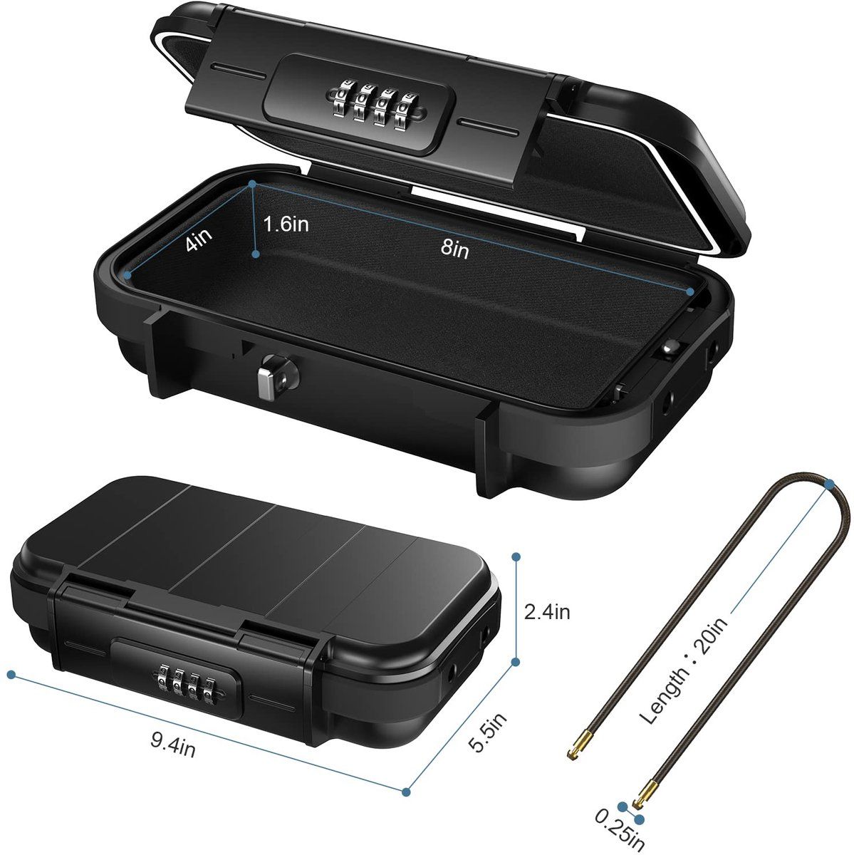 Cash Box, Portable Safe, Small Beach Safe, Locker, Security, Combination Lock, Vacation, for Cats, Dogs and Small Pets