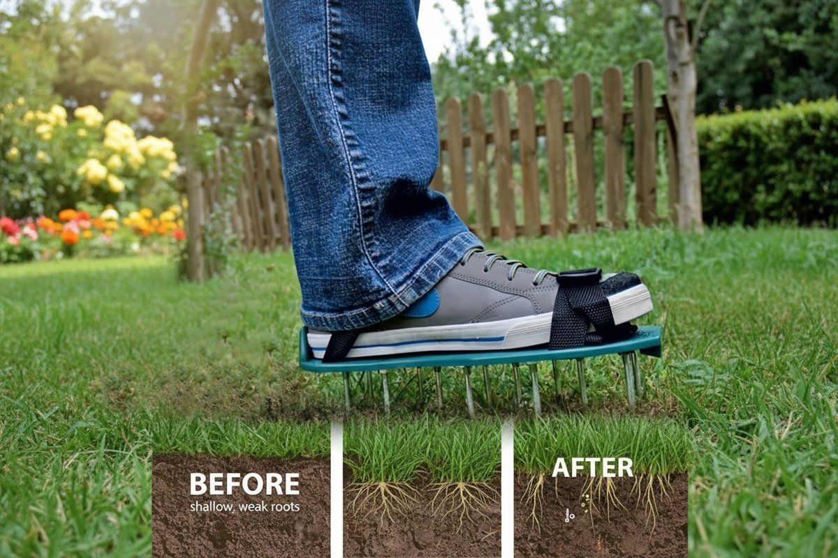 Lawn Aerator Shoes Grass Spike Shoes Adjustable Straps Garden Soil Tool