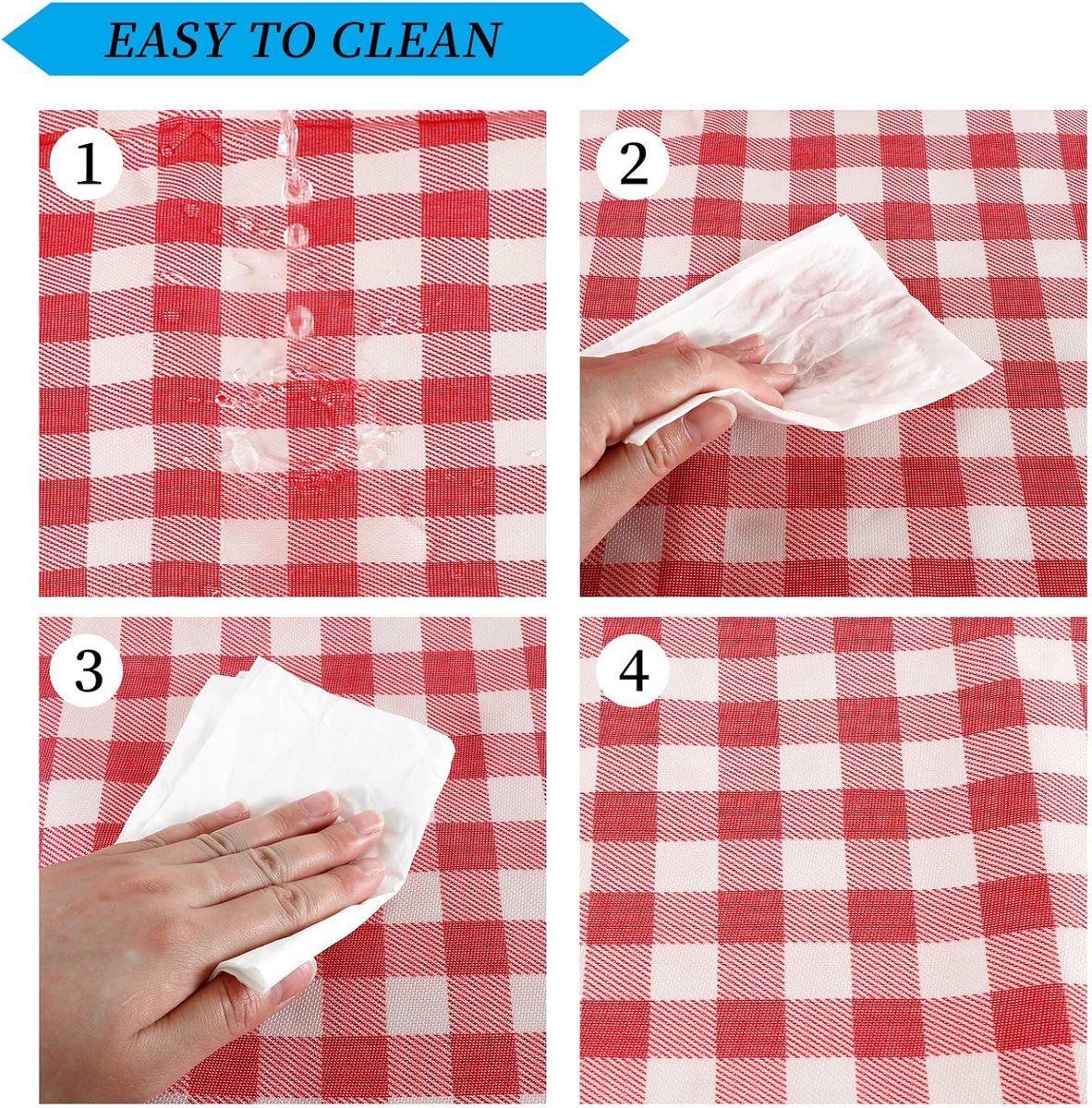 Large Waterproof Picnic Blanket 200 x 200 cm, Red Checkered Foldable Soft Portable Outdoor Rug for Camping, Beach, Park & Backyard BBQ