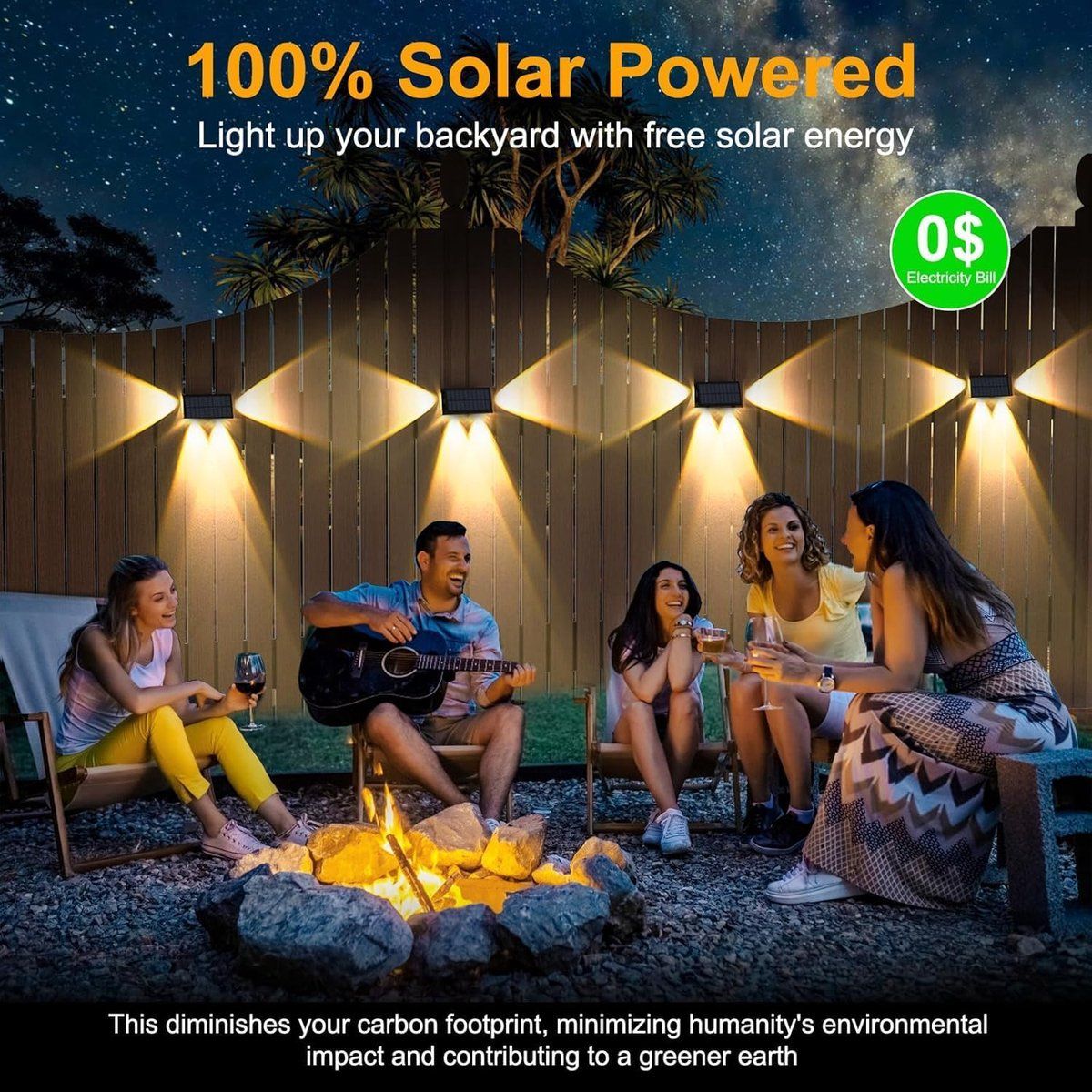 4 Pieces solar wall lamps, Warm white, waterproof, LED decorative outdoor wall lamps, for verandas, decks, terraces, patios, gardens