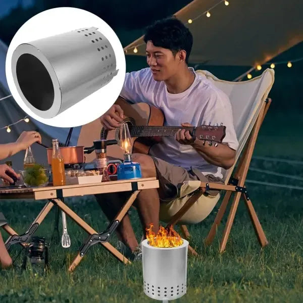 Portable Metal Tabletop Fire Pit with Ventilation Holes for Garden, Camping and Outdoor Warmth, Compact Personal Fireplace, Black