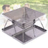 Foldable Stainless Steel Charcoal BBQ Grill with Carry Handle for Camping, Picnics, Beach Trips and Outdoor Cooking, 31 x 31 x 22 cm, Silver