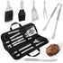 6-Piece Stainless Steel BBQ Tool Set with Carry Case, LFGB Certified, Black