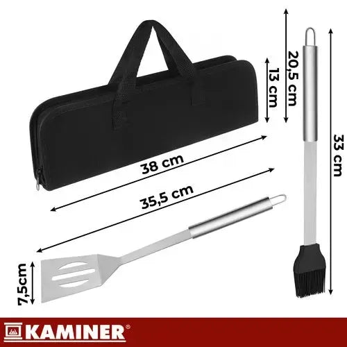 6-Piece Stainless Steel BBQ Tool Set with Carry Case, LFGB Certified, Black