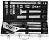 20 Piece Stainless Steel BBQ Grill Tool Set with Spatula, Tongs, Fork and Aluminium Case for Camping, Picnics and Outdoor Cooking
