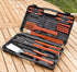 18 Piece BBQ Grill Tool Set with Wooden Handle Utensils and Carry Case for Charcoal, Gas Grills, Camping and Outdoor Barbecue, 42.8 cm