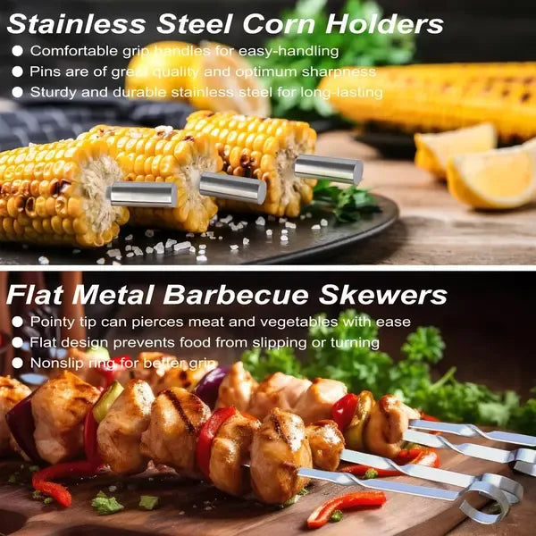 29 Piece Stainless Steel BBQ Grill Tool Set with Storage Case for Camping, Picnics, Outdoor Barbecue and Home Grilling