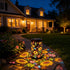 Solar Powered Sunflower Pattern Garden Lantern with Colourful LED Projection, Metal Hanging Light for Patios, Paths and Outdoor Decor