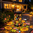 Solar Powered Sunflower Pattern Garden Lantern with Colourful LED Projection, Metal Hanging Light for Patios, Paths and Outdoor Decor