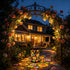 Solar Powered Sunflower Pattern Garden Lantern with Colourful LED Projection, Metal Hanging Light for Patios, Paths and Outdoor Decor