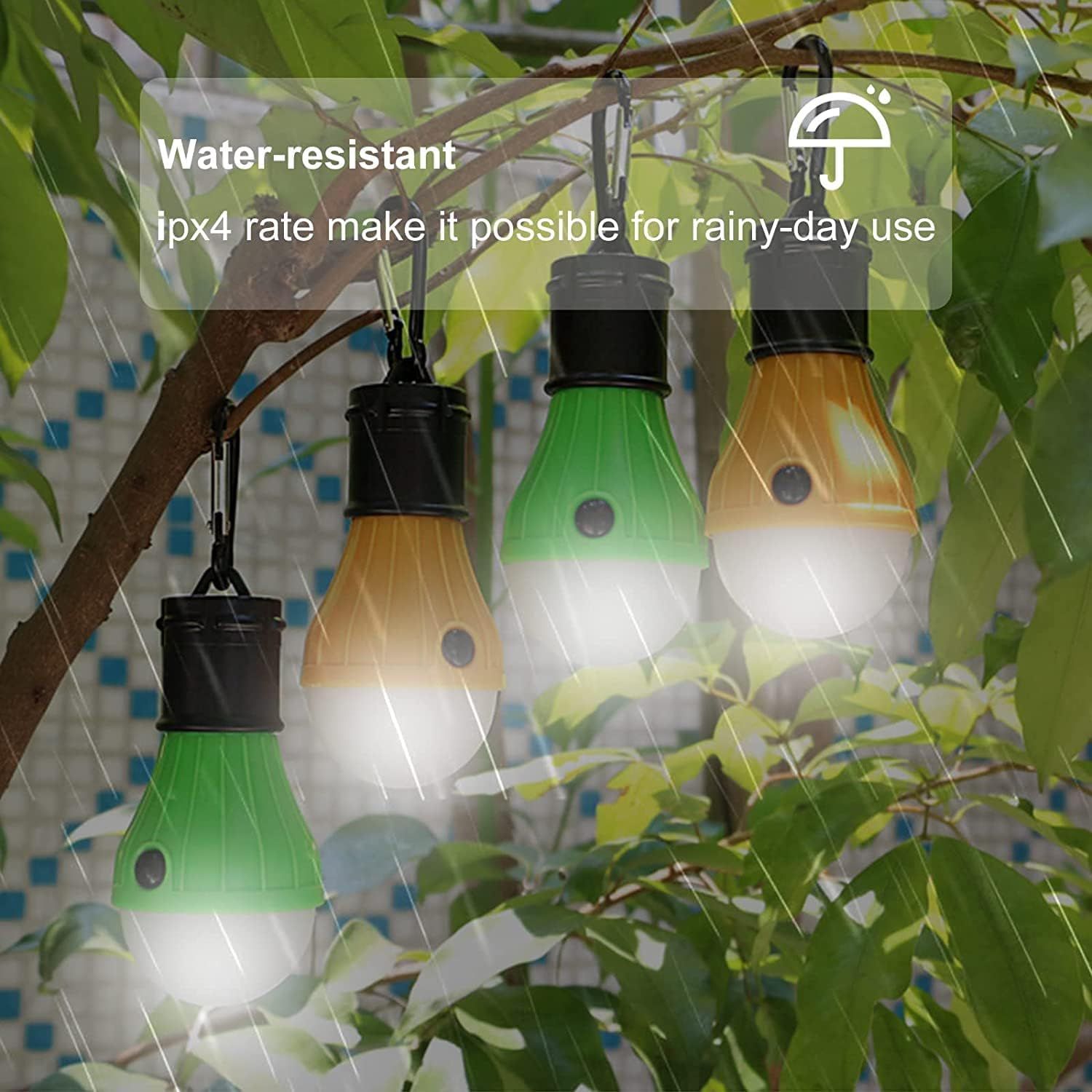 5 Pack LED Camping Tent Lights with Carabiner Hooks, 3 Light Modes and Waterproof ABS Housing for Hiking, Fishing and Emergencies