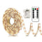 Battery Operated Warm White LED Strip Lights with Remote Control, 8 Modes, Dimmable Timer and Cuttable Self-Adhesive Backing