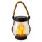 Solar and USB Rechargeable LED Flame Lantern with Rope Handle, 1500 mAh Battery and IP65 Waterproof Design for Gardens and Patios