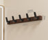 Walnut Wood Wall Coat Rack with 5 Black Alloy Hooks for Coats, Bags, Keys and Towels, Space-Saving Entryway Storage, 25 x 3 cm